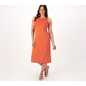 Zuda Sleeveless Midi Dress Light Clay Orange Athletic Crew Neck A596092 XXS NEW‎